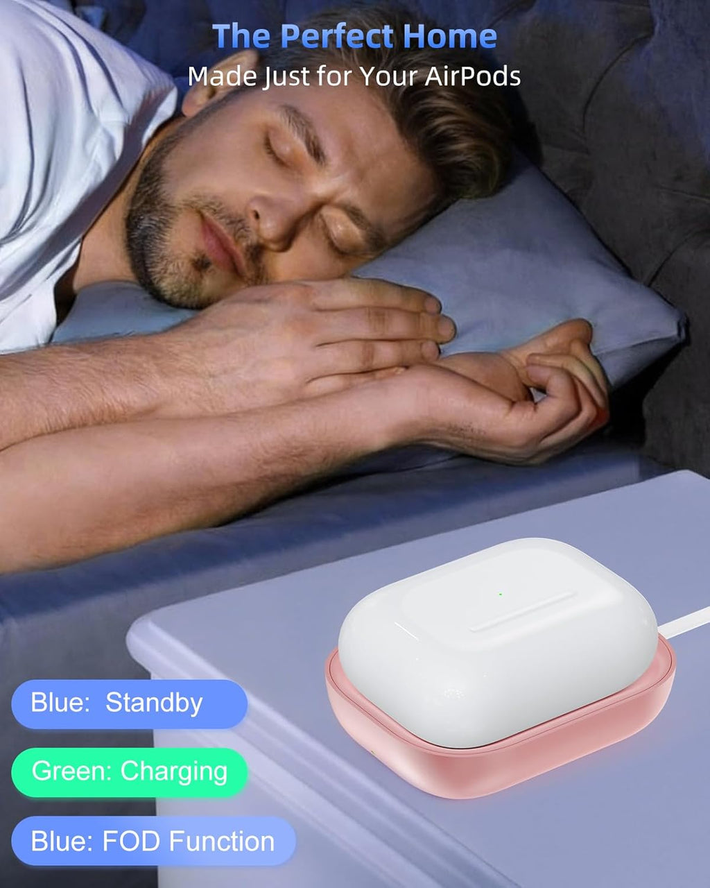 For Airpod Charger, Designed Wireless Charger for Airpods 4(Anc)/3Rd/2Nd Gen, for New Airpod Pro 3 (2025)/ 2Nd Gen, Wireless Earbuds, Slim & Compact for Travel Home Office, Pink