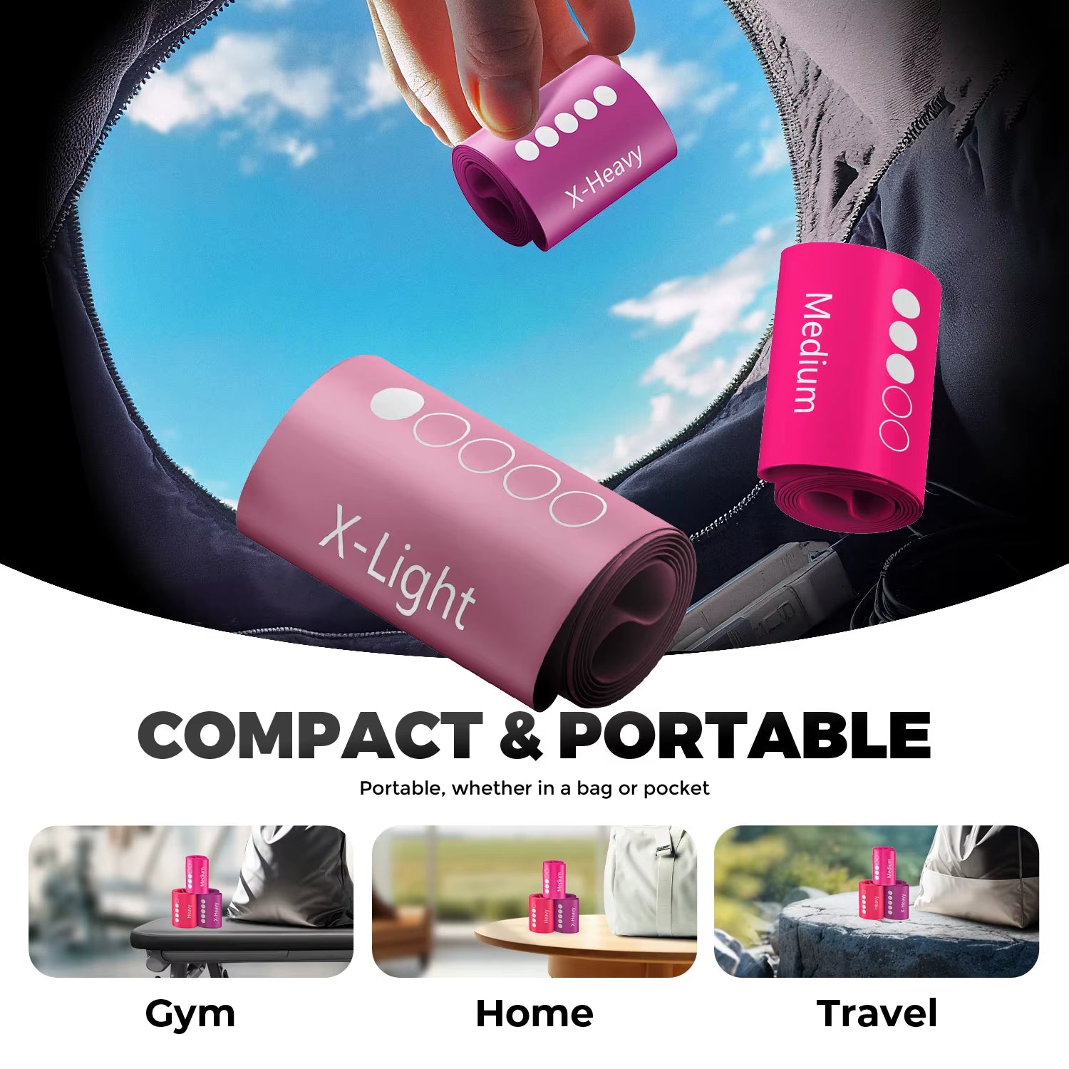 5 Levels TPE Resistance Bands Set – Fitness Exercise Bands for Home Workout, Yoga, Pilates, Physical Therapy, Strength Training