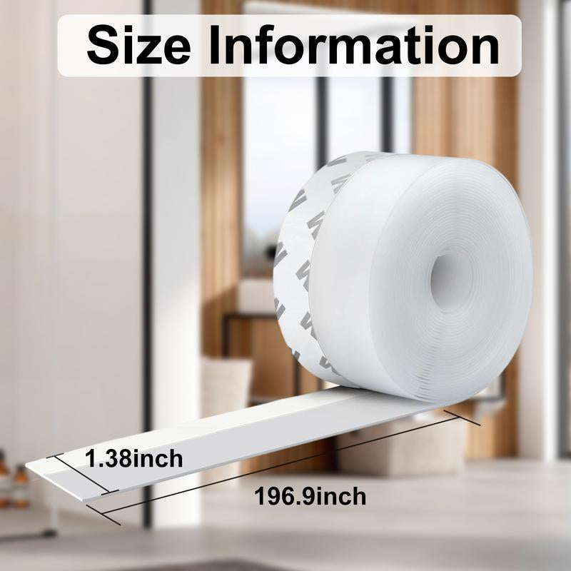 16.4Ft Door Weather Stripping, (1.38In Width) Weather Stripping Door Draft Stopper Adhesive Seal Strip anti Draft Insulation Tape for Doors Windows and Shower Doors