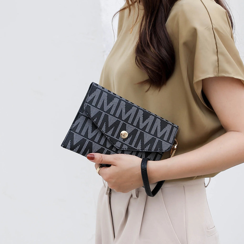 by Mia K. Marimar Women'S Tote Bag with Pouch and Wristlet, Signature 4 Piece Set - Chocolate Brown