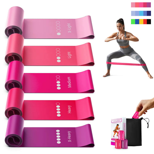5 Levels TPE Resistance Bands Set – Fitness Exercise Bands for Home Workout, Yoga, Pilates, Physical Therapy, Strength Training