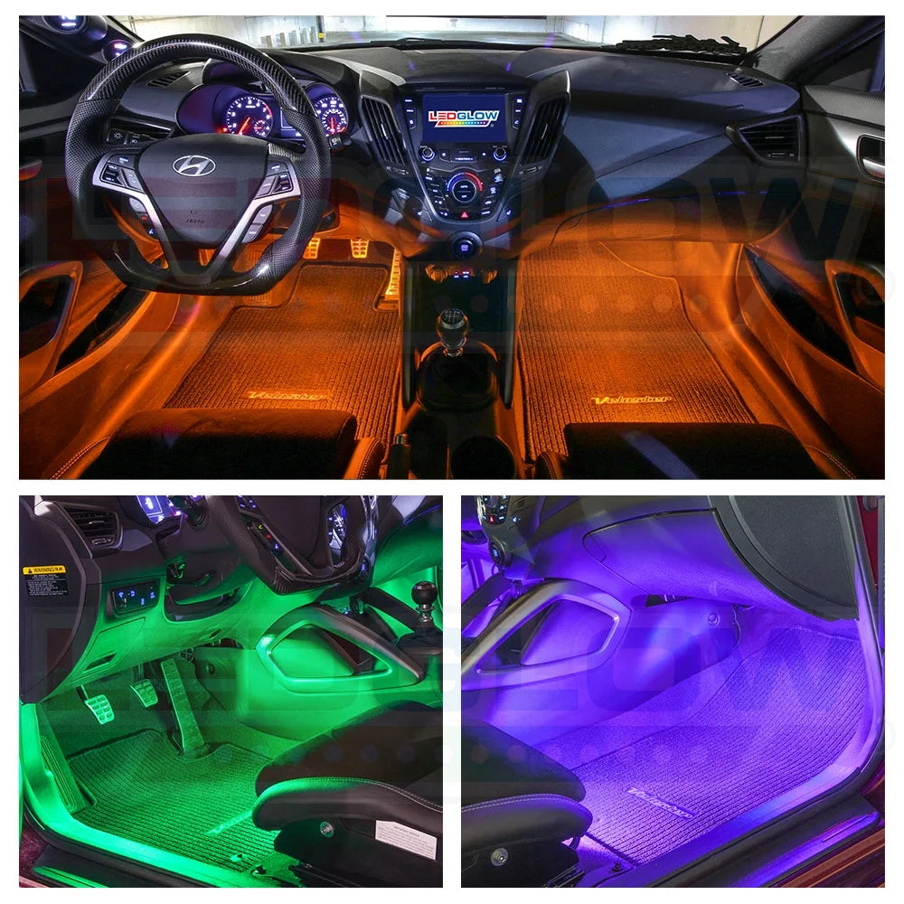 6Pc Flexible LED Million Color Interior Underdash Lighting Kit
